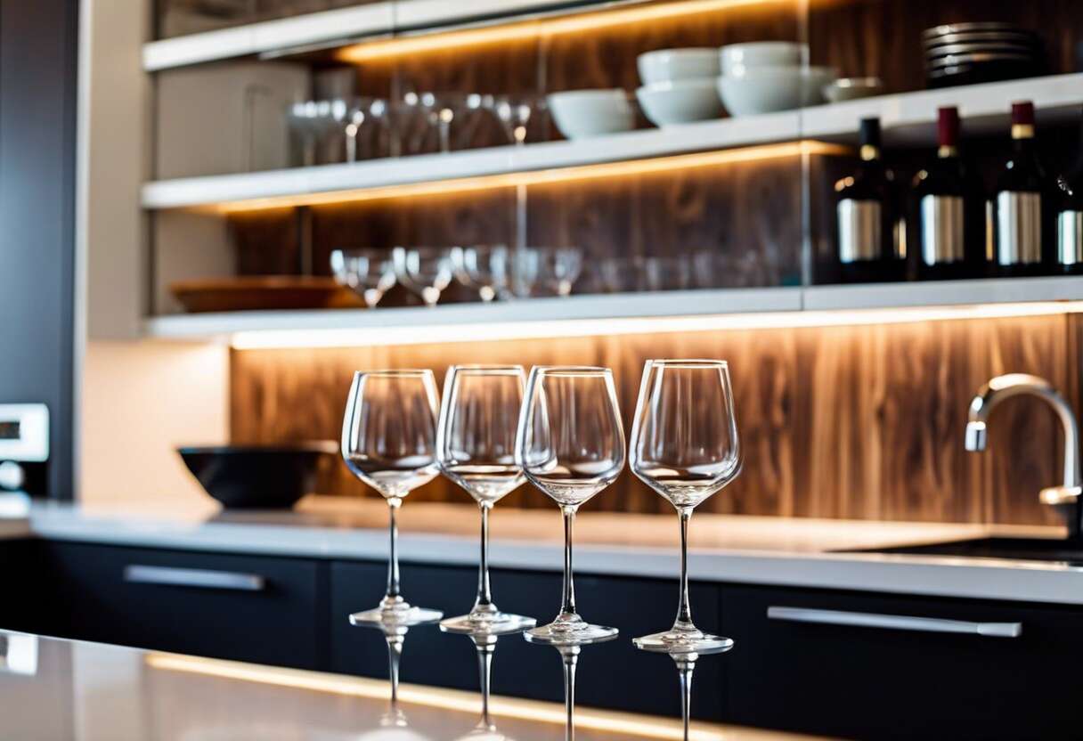 Le porte-verre suspendu : optimiser l'espace vertical de votre cuisine