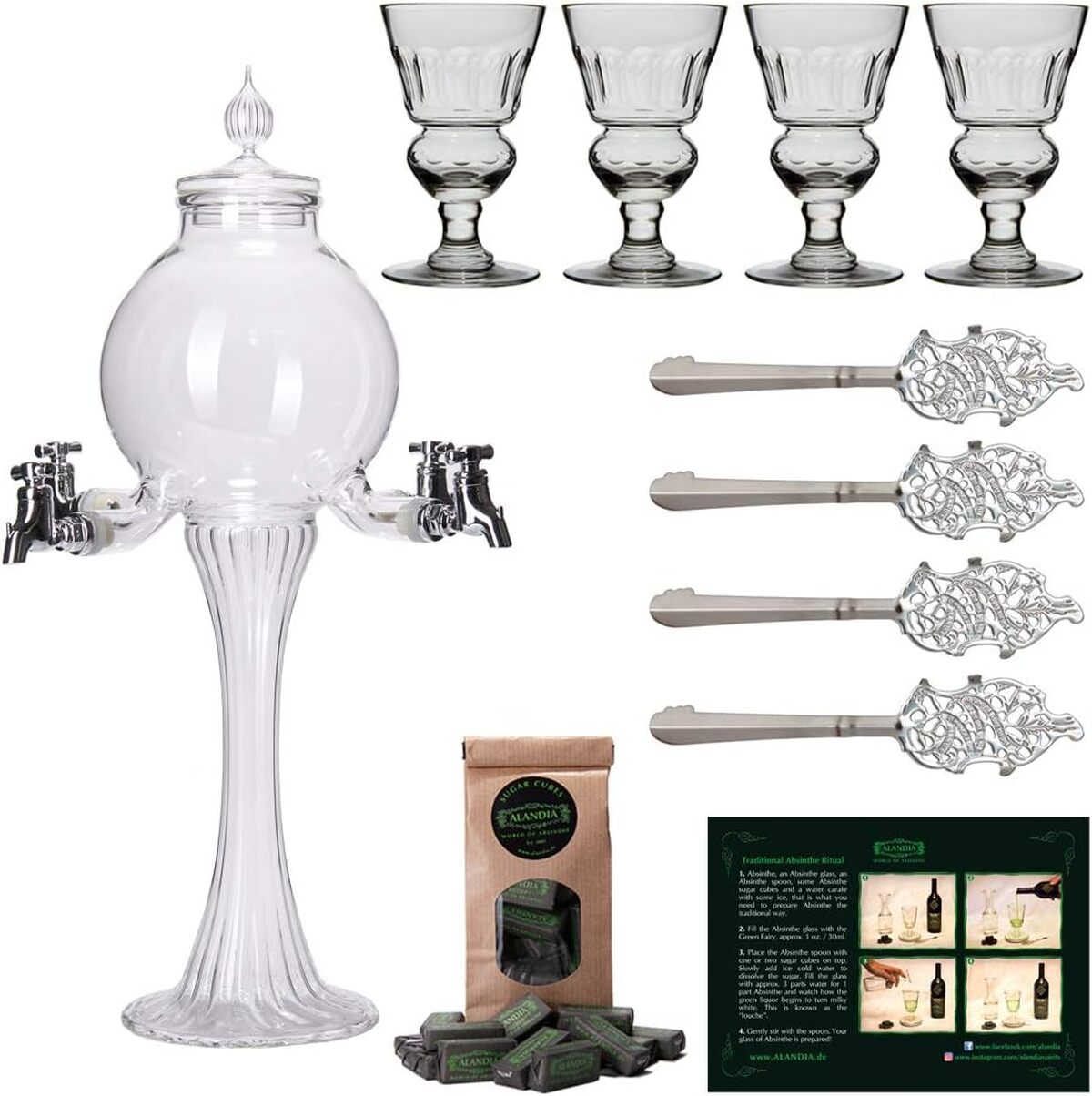 Test du set d'accessoires absinthe ALANDIA : fontaine, verres, cuillères et sucre inclus