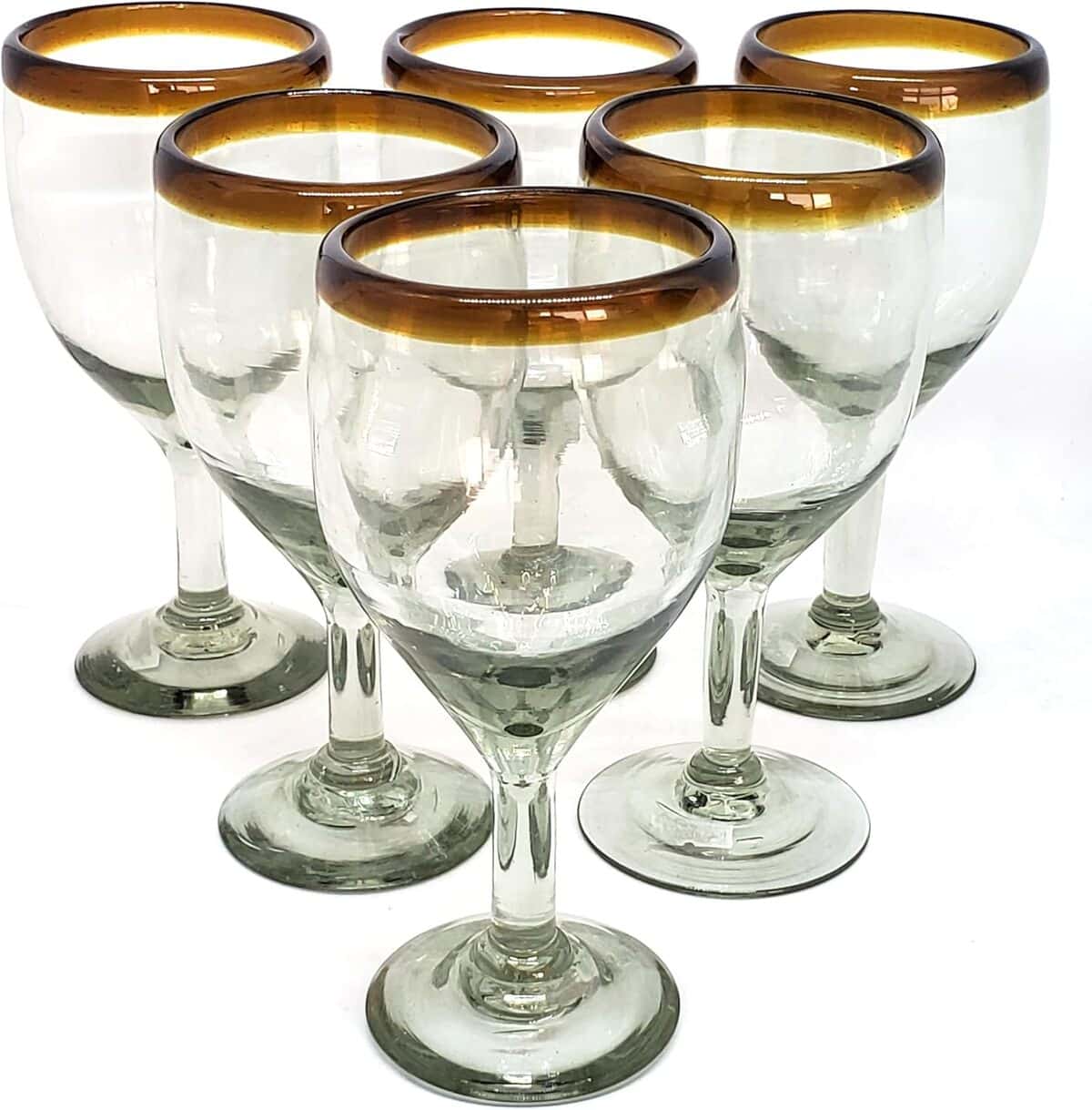 Avis sur les verres à vin mexicains soufflés bord ambre (lot de 6)