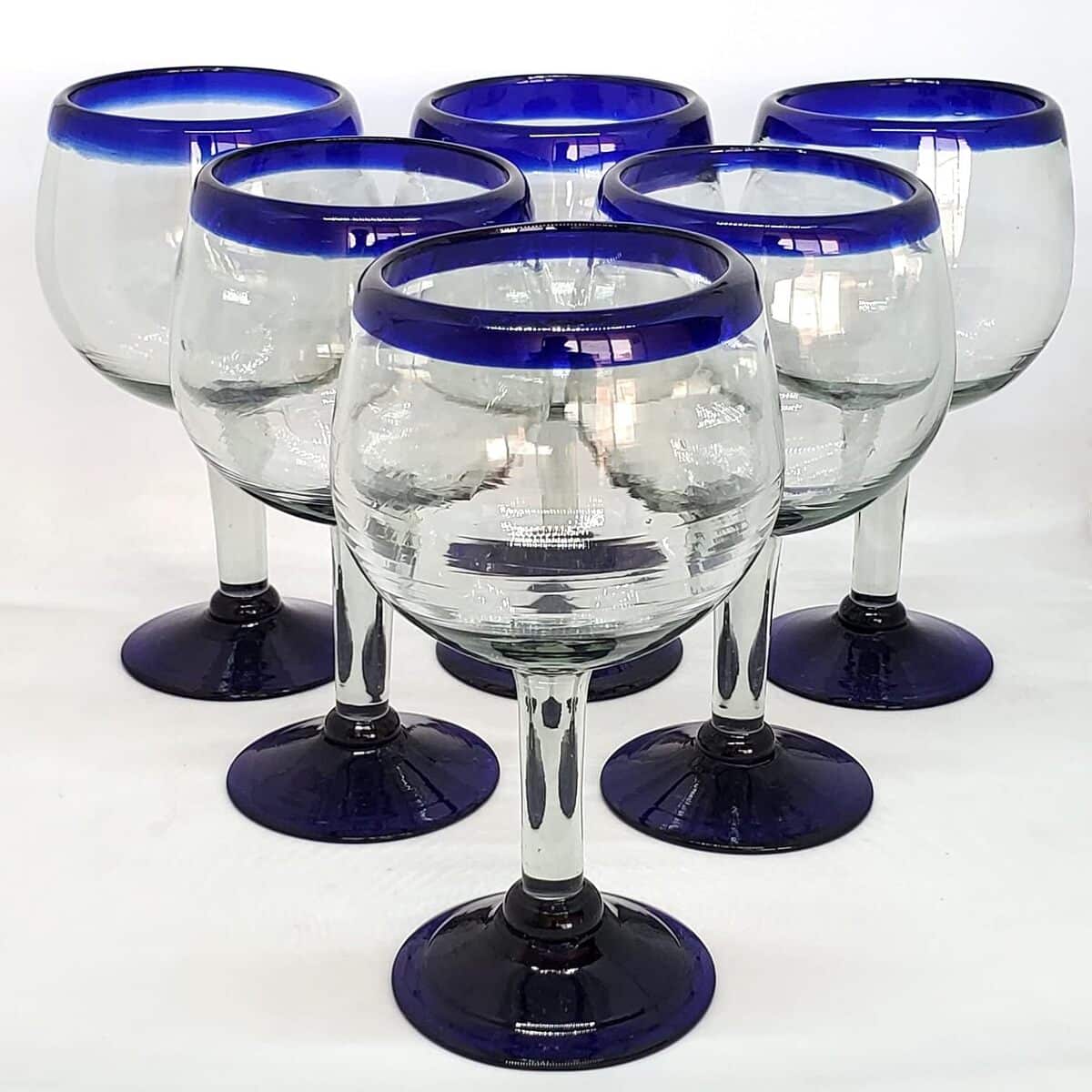 Avis sur les verres à vin ballon bleu cobalt en verre soufflé mexicains (lot de 6)