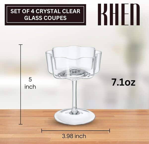 Khen Lot de 118 verres à cocktail colorés en forme de fleur pour Martini, champagne et cocktail – 118,4 g – 200 ml – Verres à cocktail colorés et champagne, prosecco, mimosa – Cristal transparent