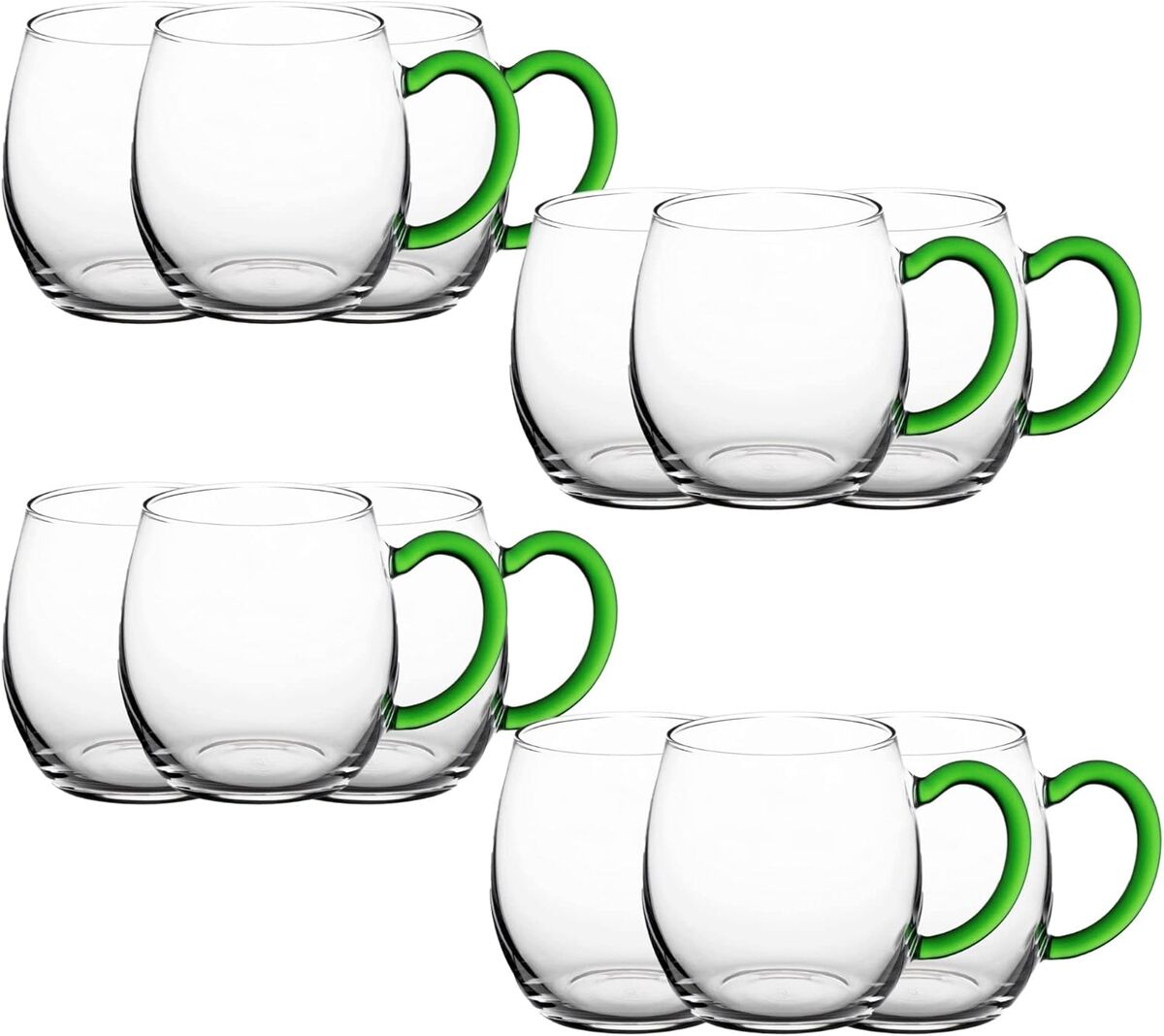 Avis Novaliv : lot de 12 verres à vin avec anse verte