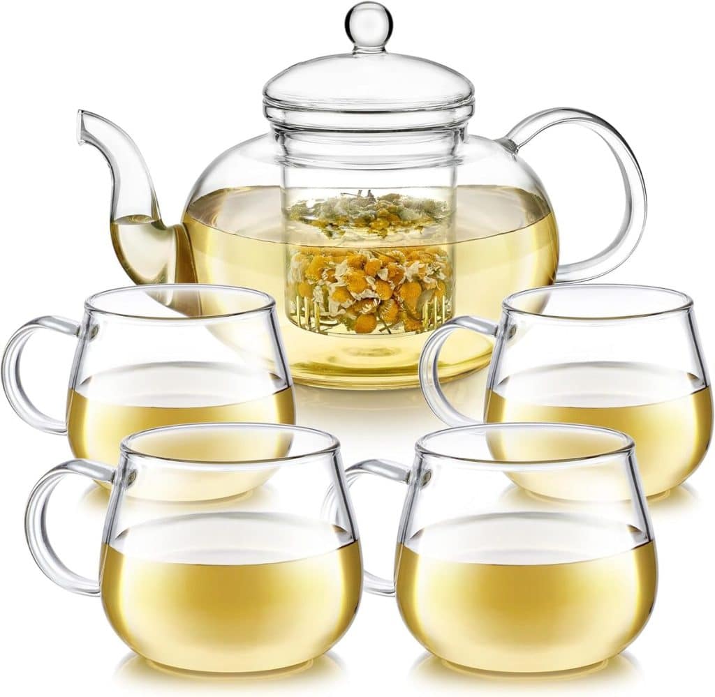 Test de la théière Teabloom en verre résistant avec infuseur et tasses