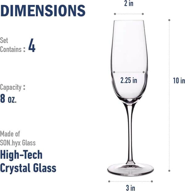 Luigi Bormioli Crescendo Lot de 4 flûtes à champagne 237 ml
