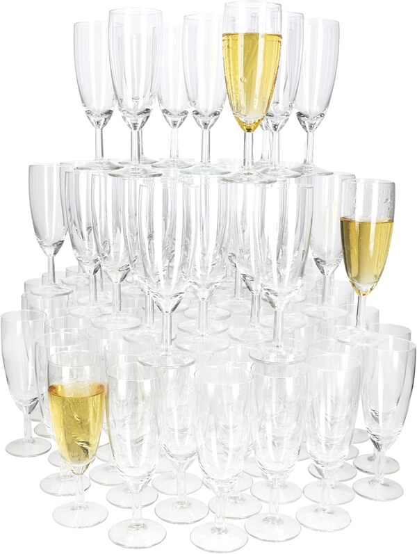 MamboCat Lot de 120 flûtes à champagne Royal - 140 ml - Hauteur 16 cm - Flûte à champagne moderne et transparente avec pied - Flûte à champagne pour prosecco, champagne, etc. - Verres transparents