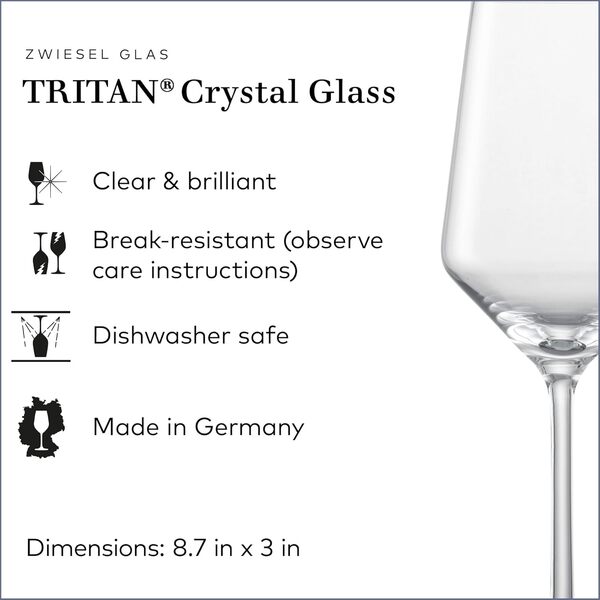 Schott Zwiesel Verre Cristal Tritan Lot de 6 Verres à Pied Riesling, 10.1-Ounce Collection Pure,