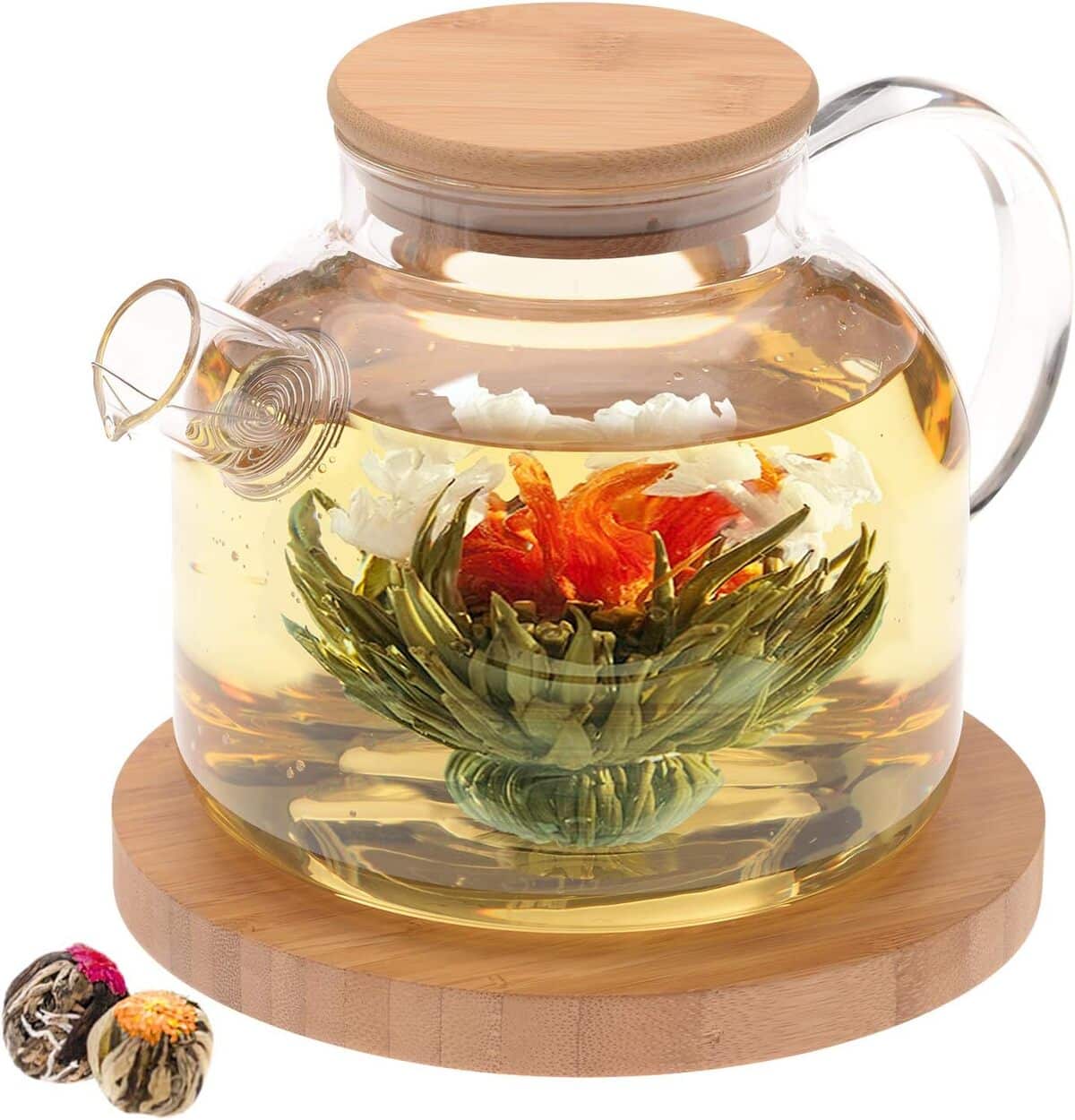 Test : théière en verre Teabloom 1200 ml avec couvercle en bambou