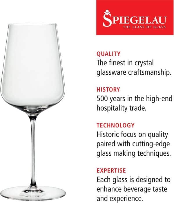 Spiegelau Definition Lot de 4 grands verres à vin universels en cristal fabriqués en Europe pour vins blancs et rouges, dîner, fête d'anniversaire, verrerie, accessoires de bar à domicile, 538,6 g