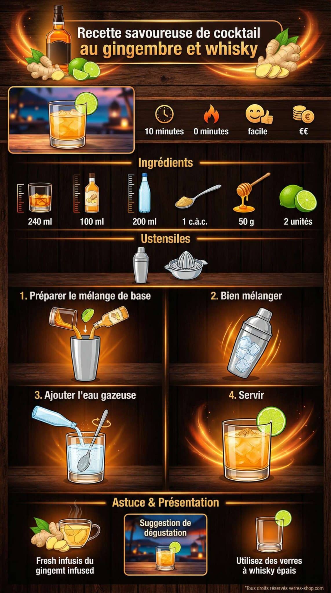 Fiche recette Recette savoureuse de cocktail au gingembre et whisky Fiche recette Recette savoureuse de cocktail au gingembre et whisky