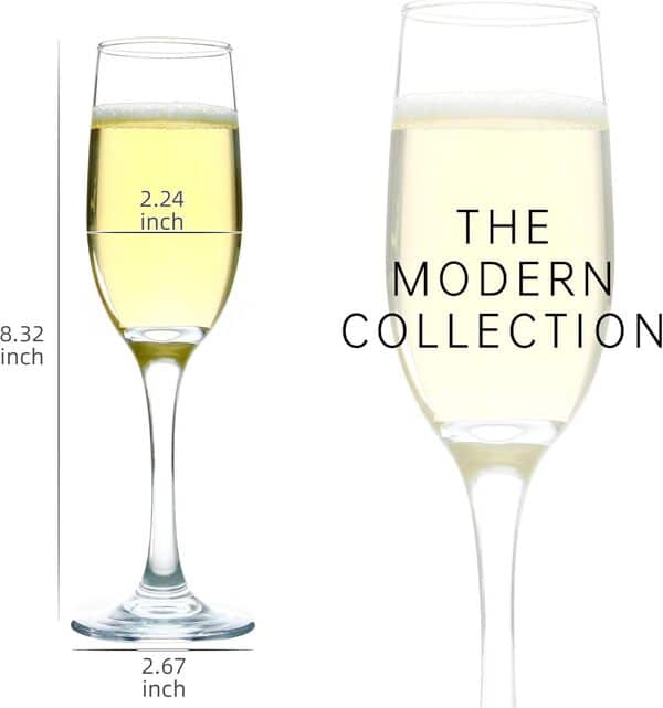 Lot de 16 flûtes à champagne élégantes en verre à longue tige pour mimosa, vin étincelant, mariage, fête, 177 ml, transparent
