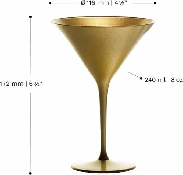 Stölzle Lausitz Verres à Cocktail Elements Or Set de 6, 240 ml – Verres Élégants Idéals pour Martini & Manhattan – Verres Martini en Cristal Doré – Résistants au Lave-Vaisselle & Chocs