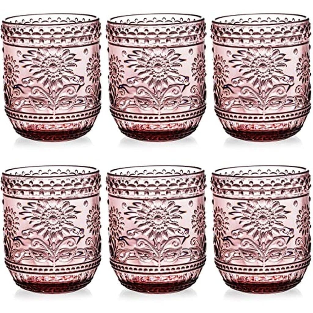 Avis sur le lot de 6 verres à eau vintage Hacaroa : élégance florale en violet