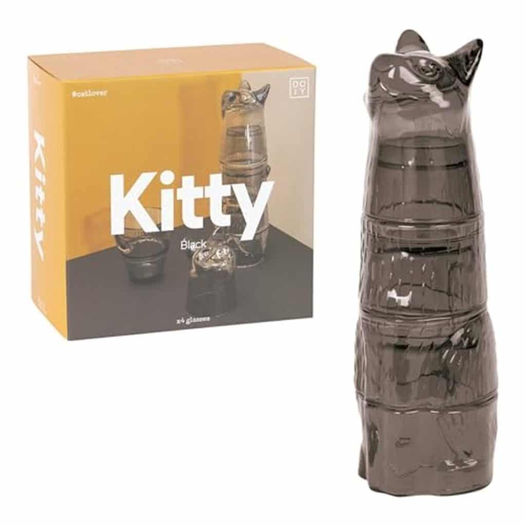 Avis sur l'ensemble de verres DOIY : design chat en cristal noir