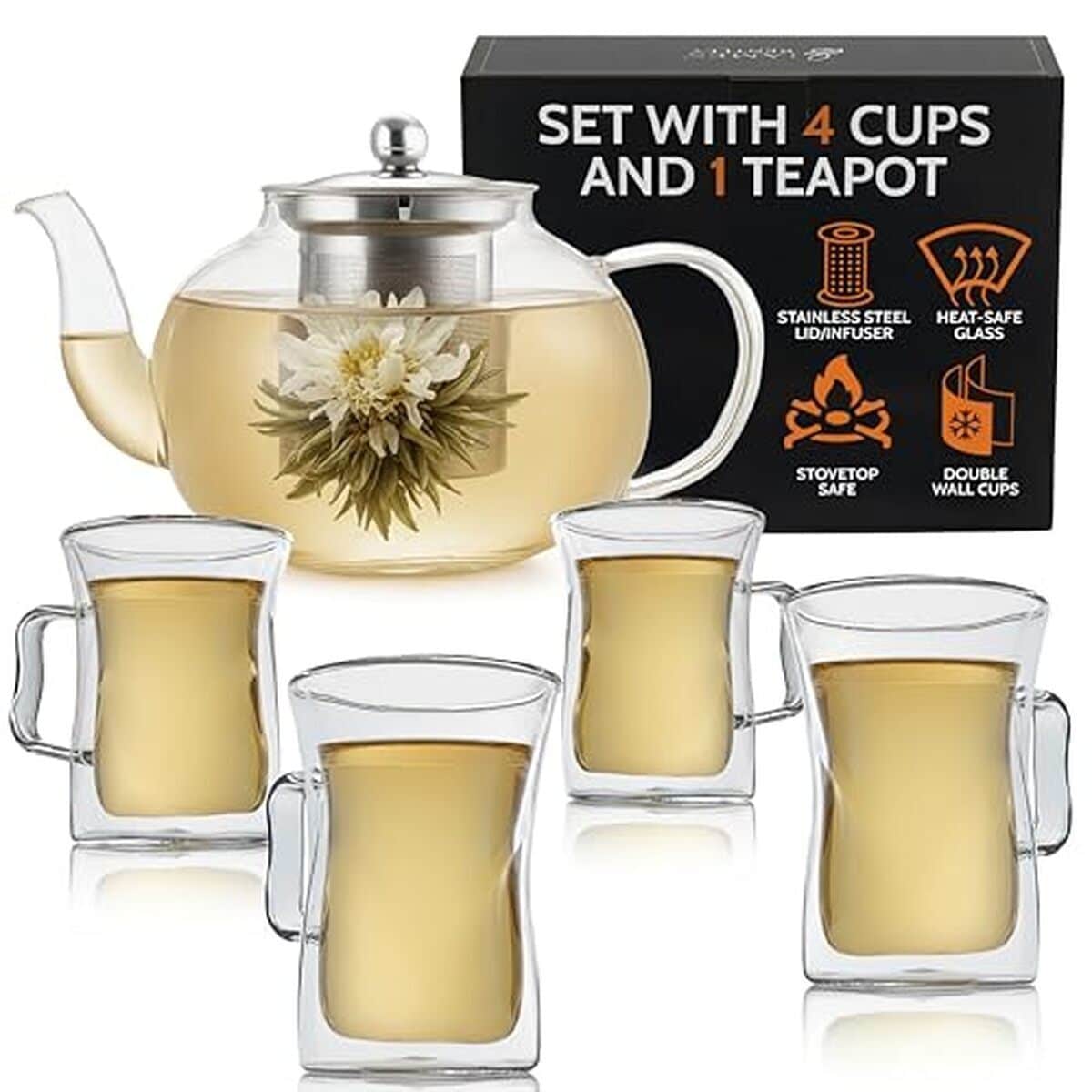 Test théière James Bentley : infuseur en verre avec tasses à double paroi