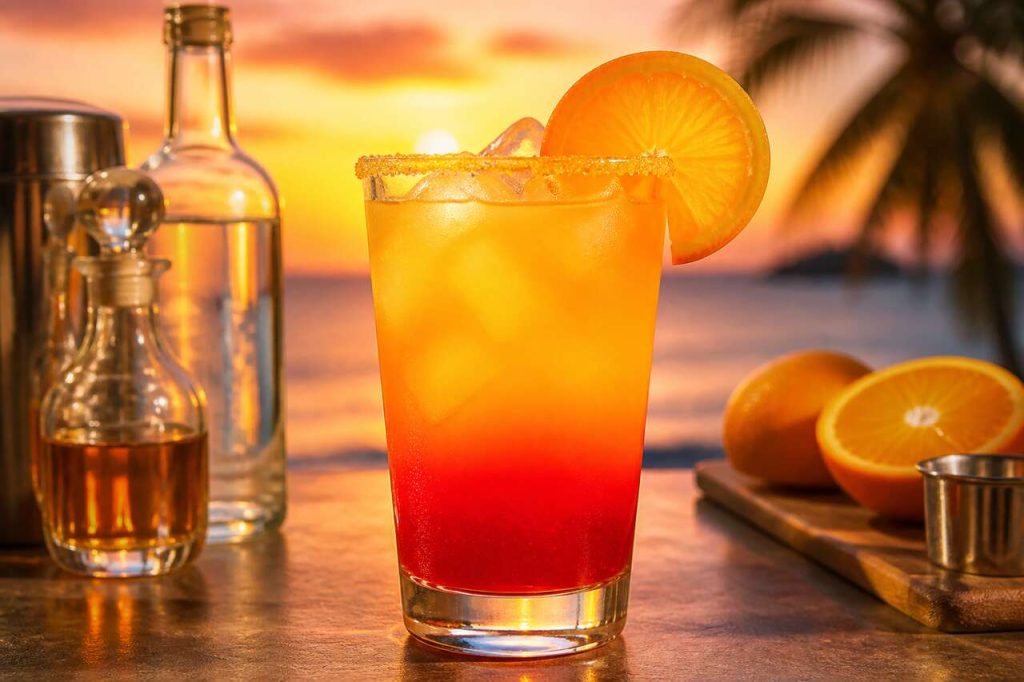 Recette de cocktail : le sunrise on the Beach, un coucher de soleil en verre