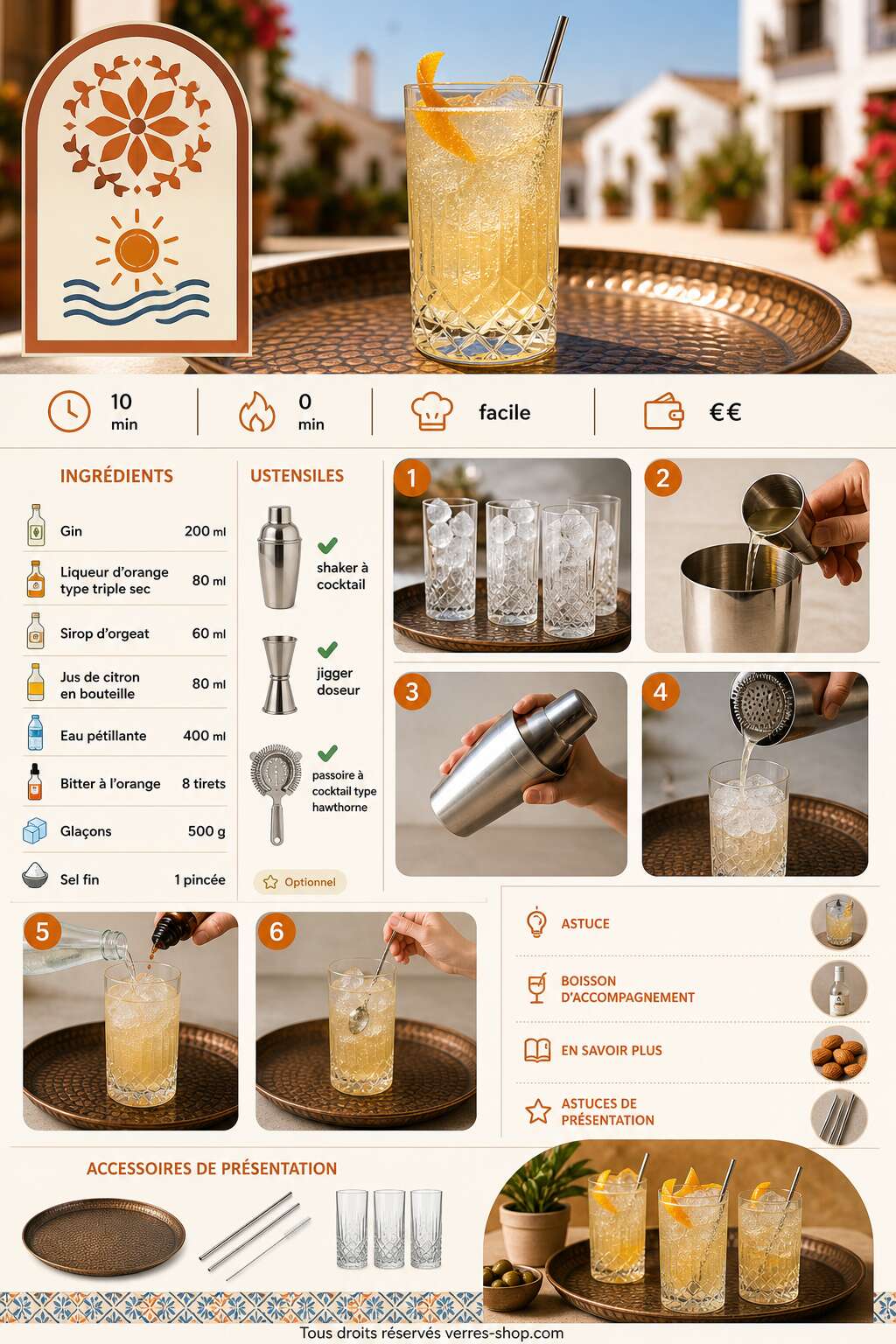 Fiche recette Recette de cocktail Été Andalou : fraîcheur et saveurs ensoleillées Fiche recette Recette de cocktail Été Andalou : fraîcheur et saveurs ensoleillées