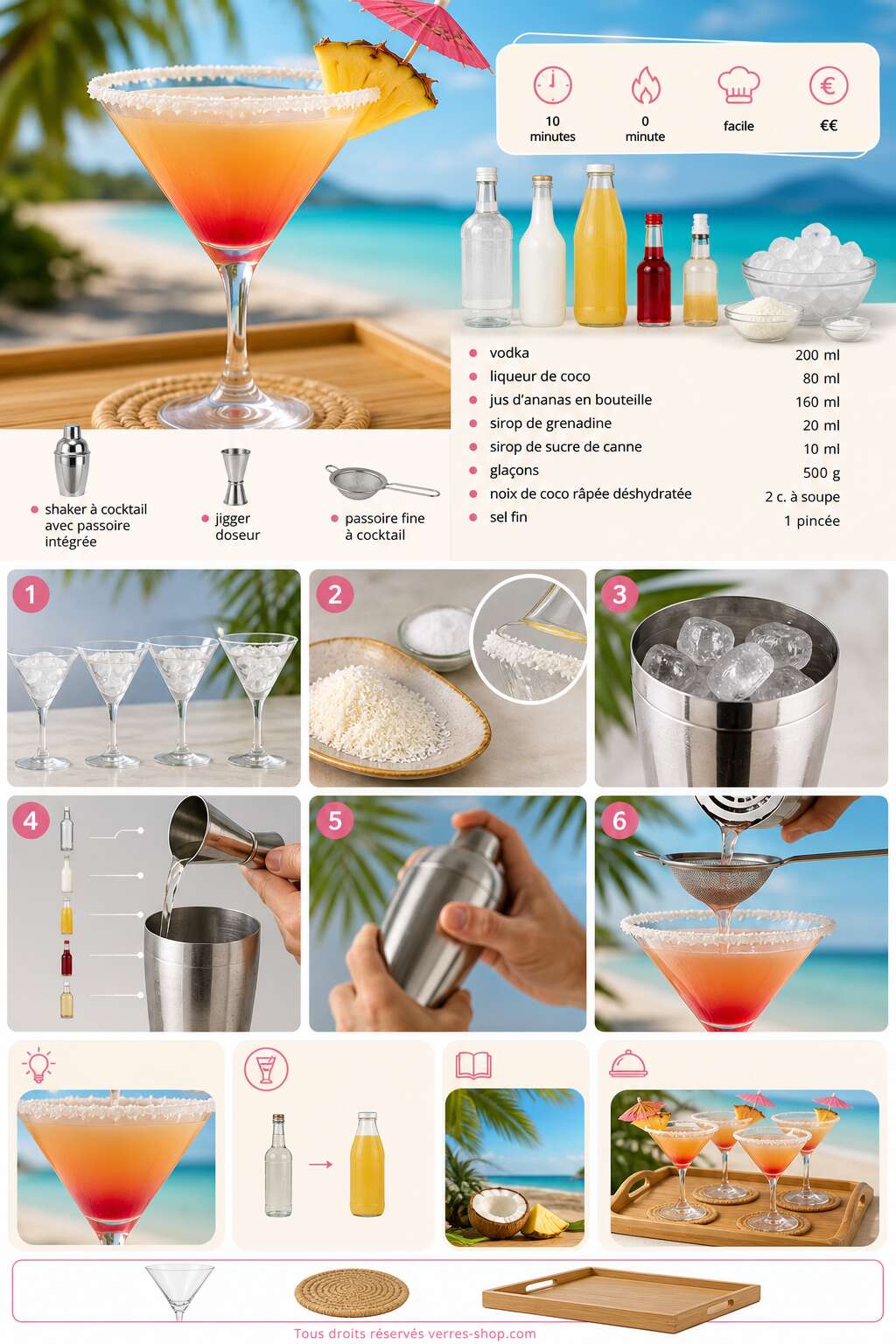 Fiche recette Recette du Bikini Martini : l'essence de l'&eacute;t&eacute; dans un verre