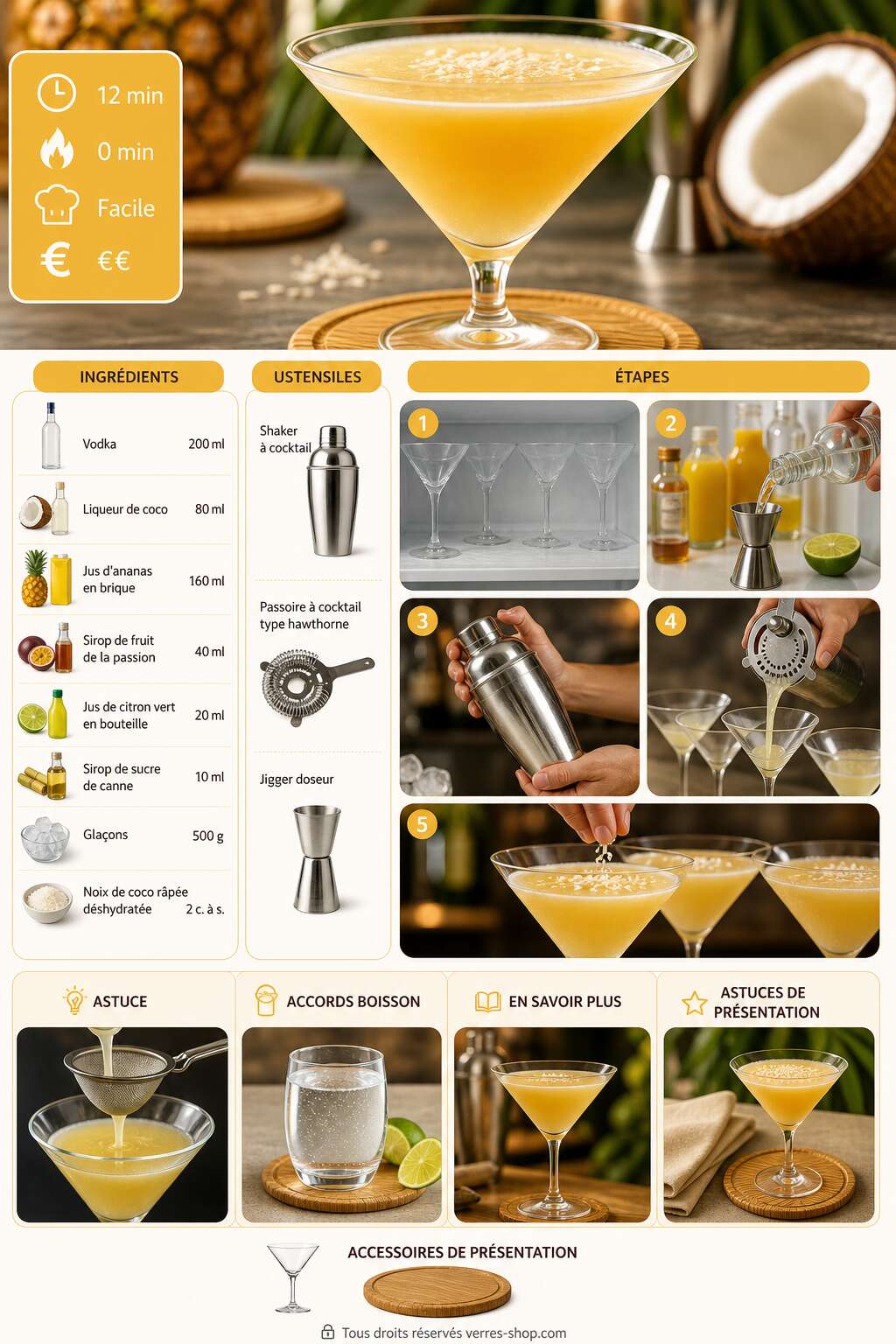 Fiche recette Recette du Tropical Martini : le cocktail exotique à essayer Fiche recette Recette du Tropical Martini : le cocktail exotique à essayer