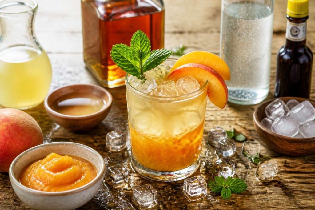 Recette du peach ginger smash : le cocktail pĂȘche et gingembre irrĂ©sistible