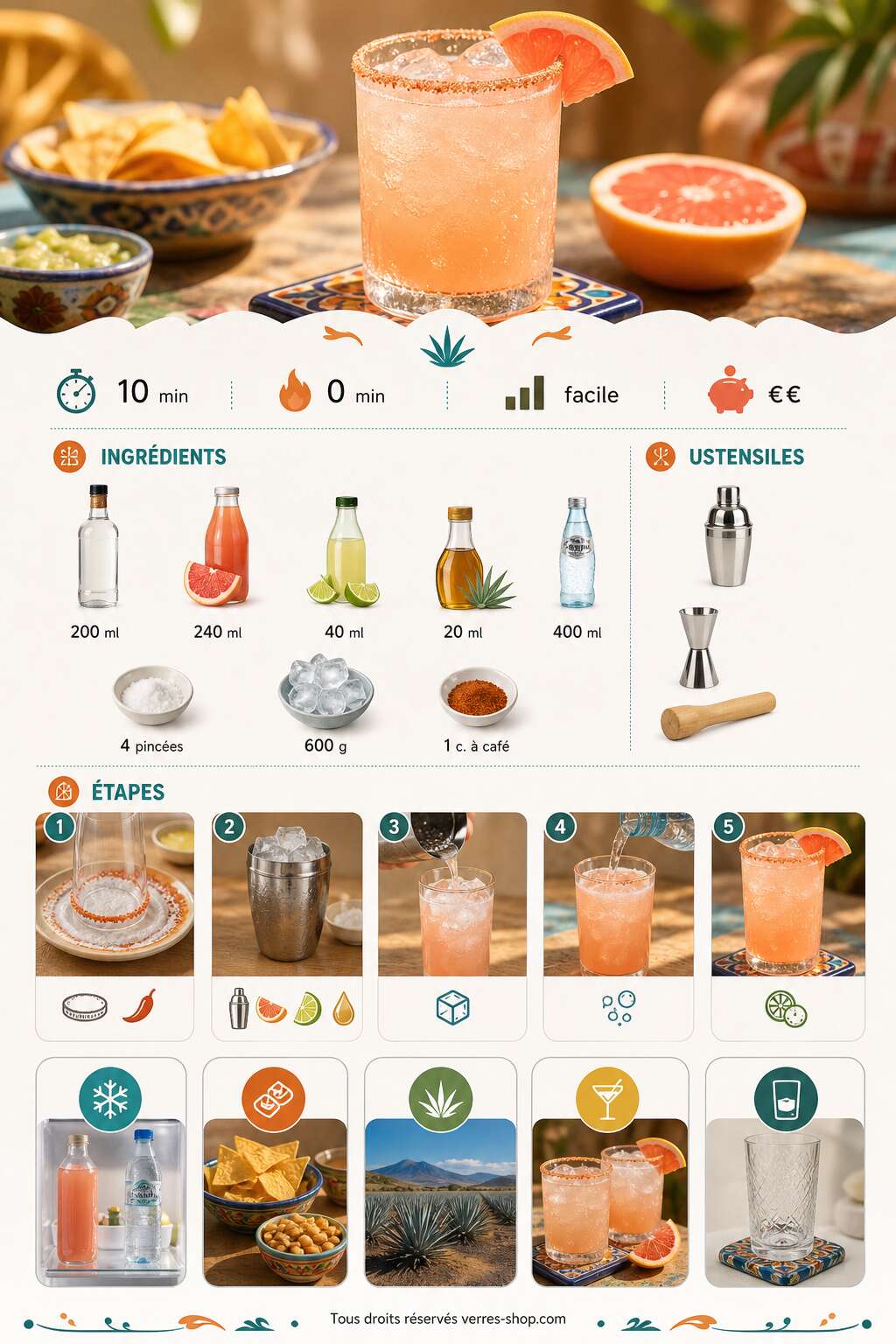 Fiche recette Recette du cocktail Paloma : le cocktail rafraîchissant de l'été Fiche recette Recette du cocktail Paloma : le cocktail rafraîchissant de l'été