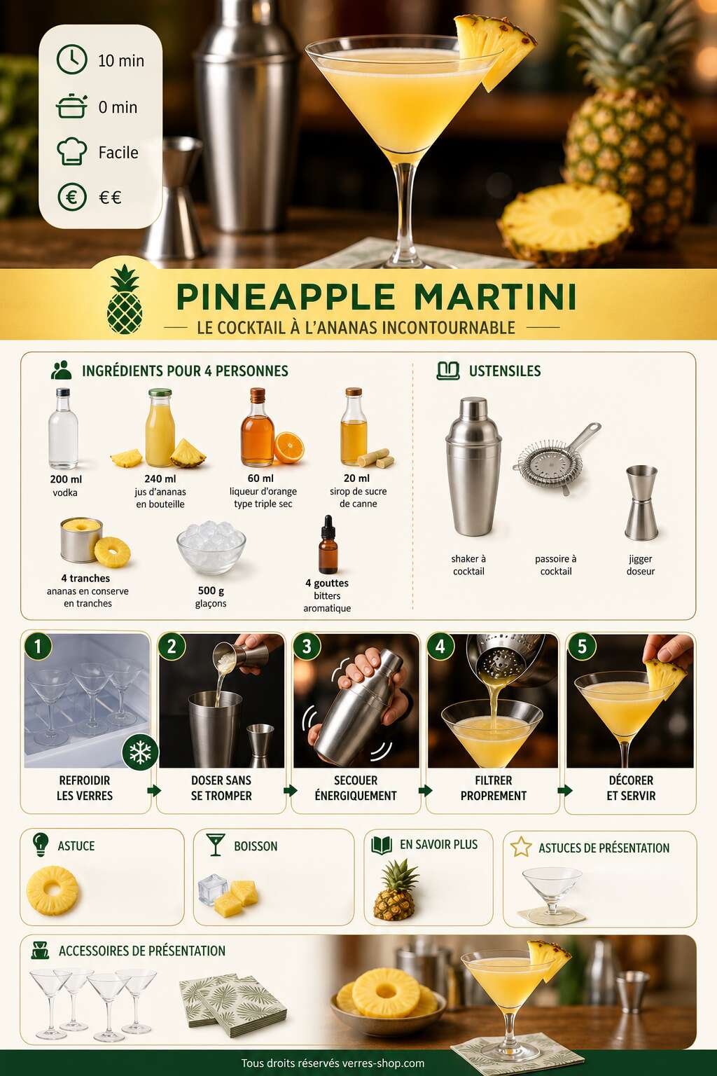 Fiche recette Recette du Pineapple Martini : le cocktail à l'ananas incontournable Fiche recette Recette du Pineapple Martini : le cocktail à l'ananas incontournable