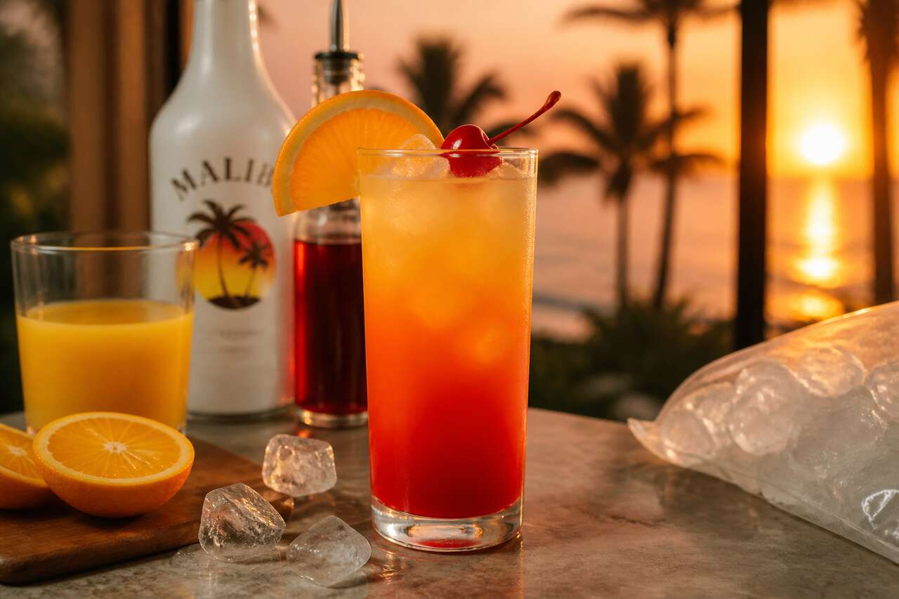 Recette du cocktail Malibu sunset