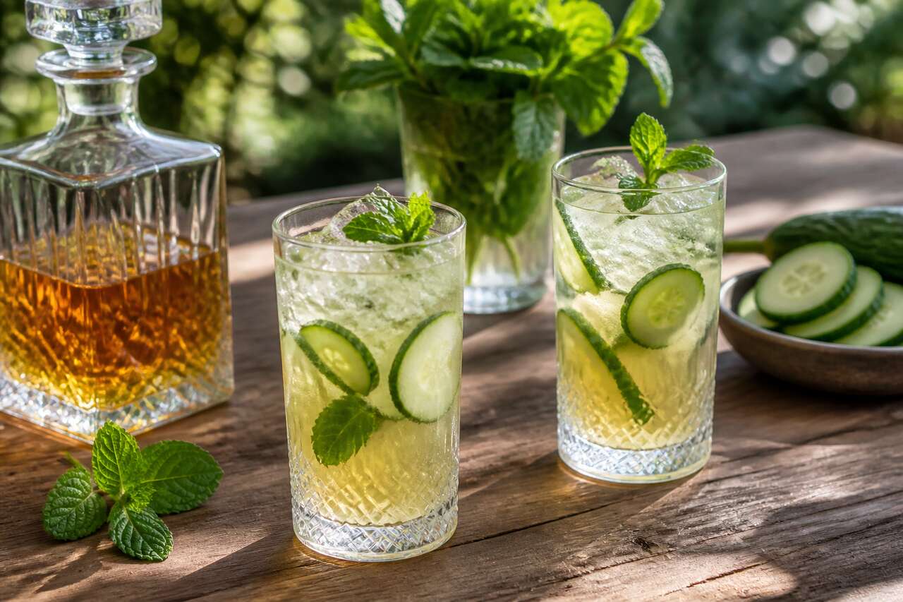 Whisky limonade menthe concombre, tr&egrave;s rafra&icirc;chissant