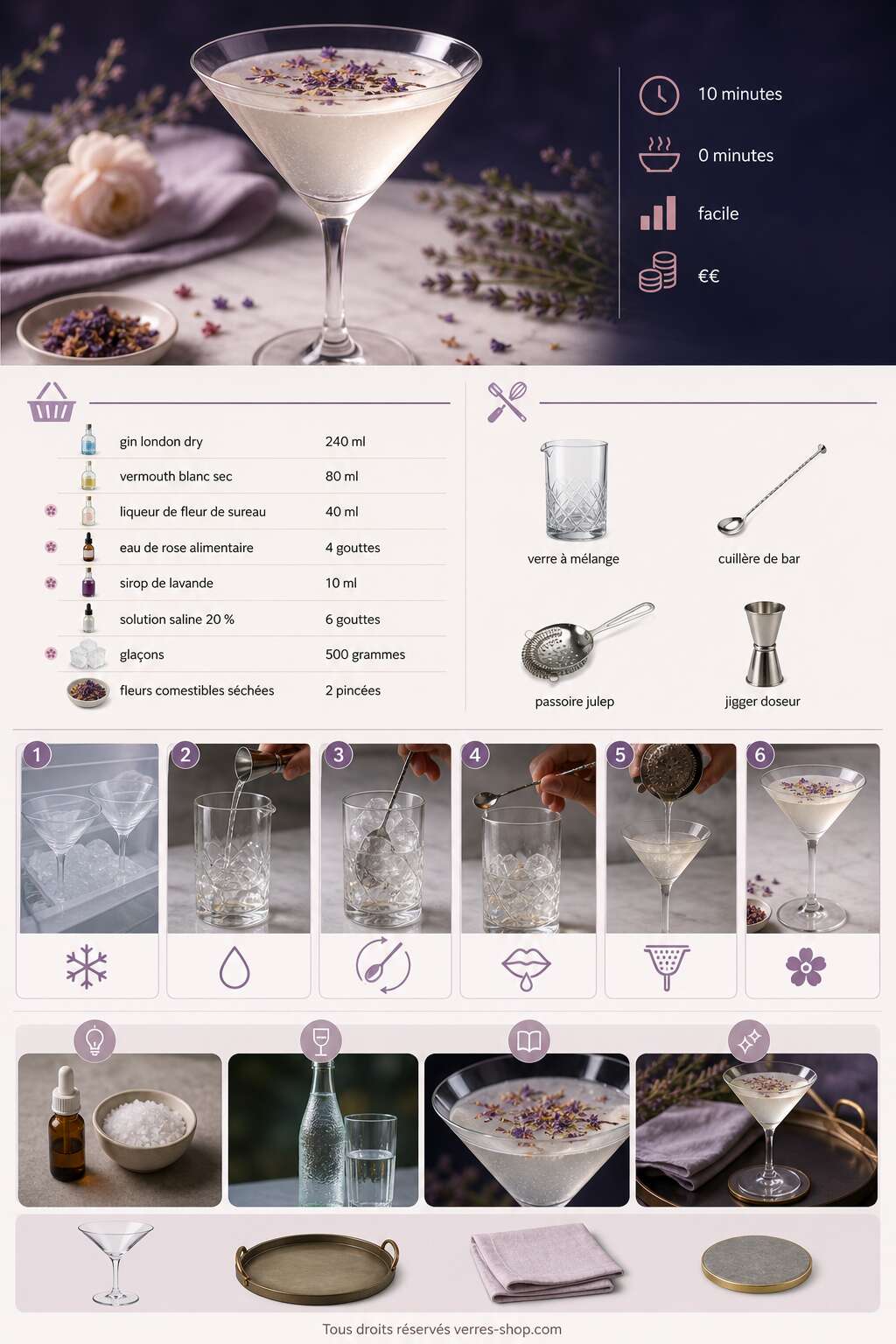 Fiche recette Recette du floral martini : le cocktail fleuri et &eacute;l&eacute;gant