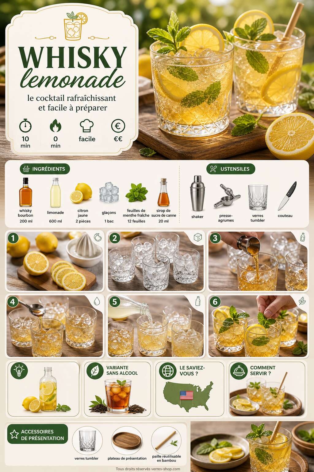 Fiche recette Recette du whisky lemonade : le cocktail rafra&icirc;chissant et facile &agrave; pr&eacute;parer