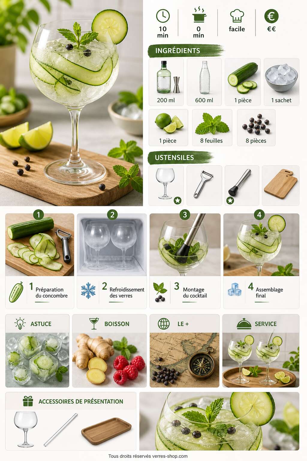 Fiche recette Recette du gin tonic au concombre Fiche recette Recette du gin tonic au concombre