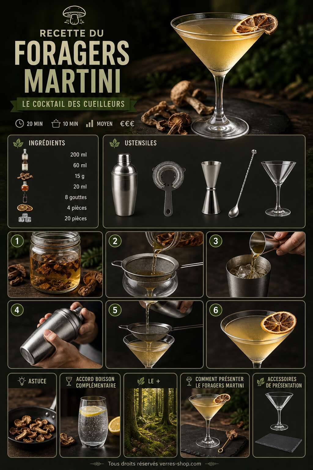 Fiche recette Recette du Foragers Martini : le cocktail des cueilleurs Fiche recette Recette du Foragers Martini : le cocktail des cueilleurs