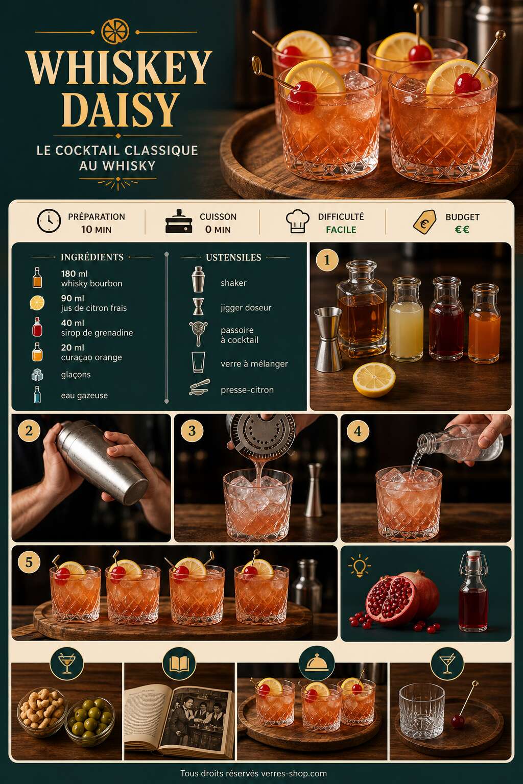 Fiche recette Recette du Whiskey Daisy : le cocktail classique au whisky