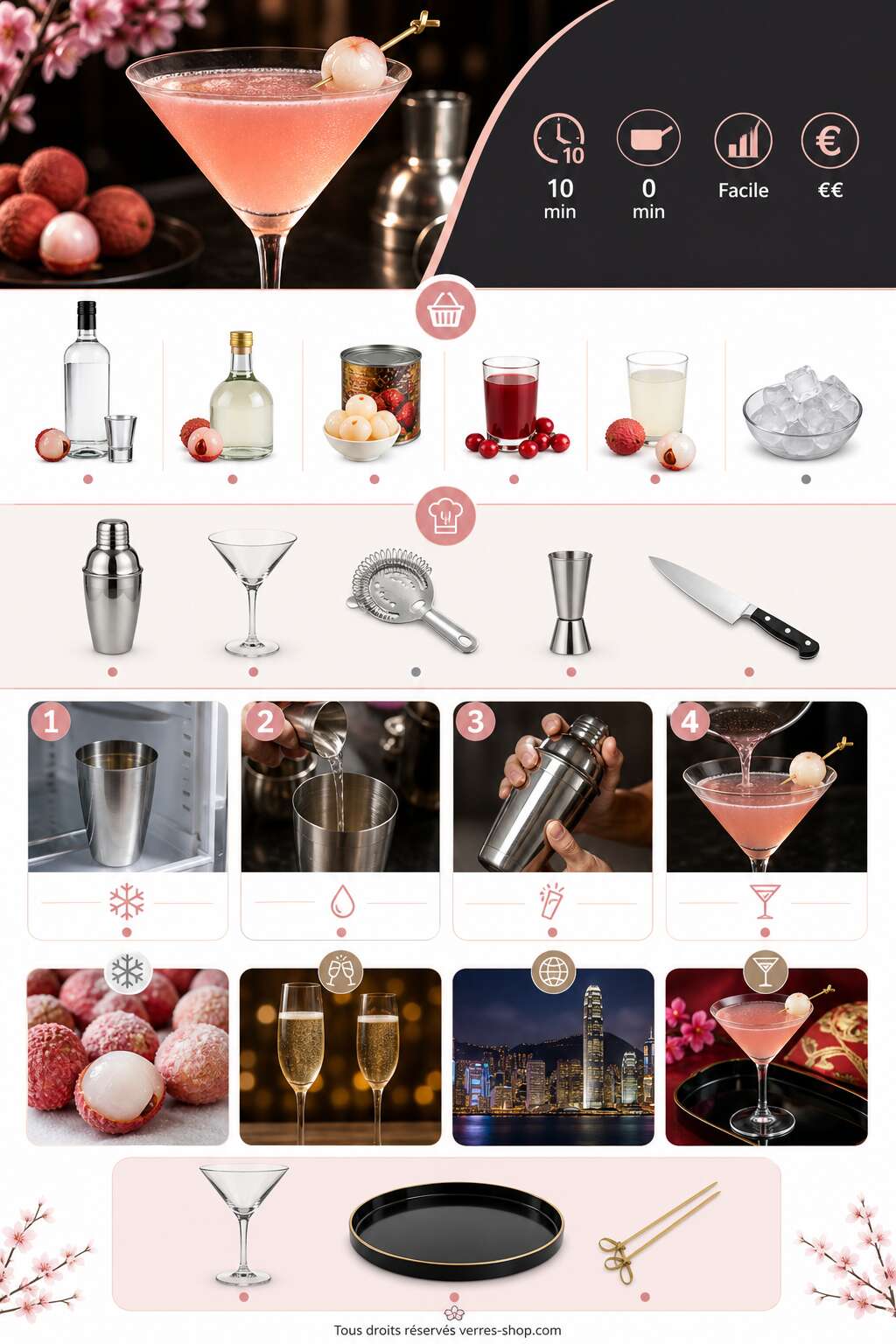Fiche recette Recette du Lychee Martini : le cocktail fruité et raffiné Fiche recette Recette du Lychee Martini : le cocktail fruité et raffiné