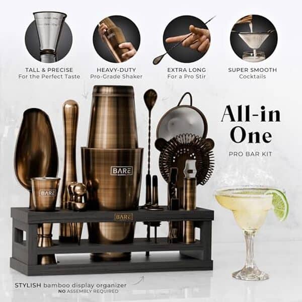 Découvrez notre test détaillé du kit de fabrication de cocktails Bare Barrel 16 pièces avec shaker Boston. Avis, caractéristiques et conseils d'utilisation pour préparer vos cocktails comme un pro.