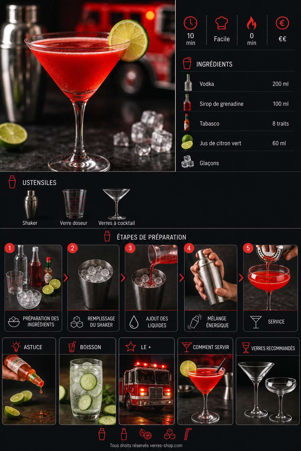 Fiche recette Recette du cocktail Fire Engine Fiche recette Recette du cocktail Fire Engine