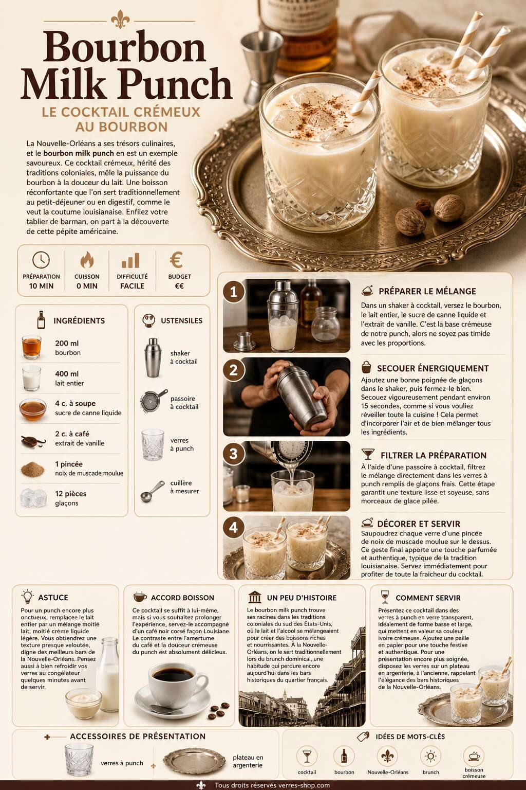 Fiche recette Recette du Bourbon milk punch : le cocktail crémeux au bourbon Fiche recette Recette du Bourbon milk punch : le cocktail crémeux au bourbon