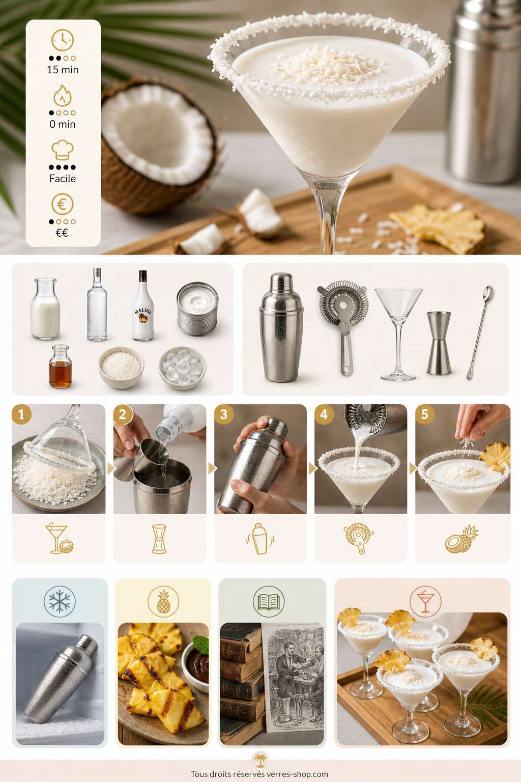 Fiche recette Recette du coconut cloud martini : le cocktail crémeux à la noix de coco Fiche recette Recette du coconut cloud martini : le cocktail crémeux à la noix de coco
