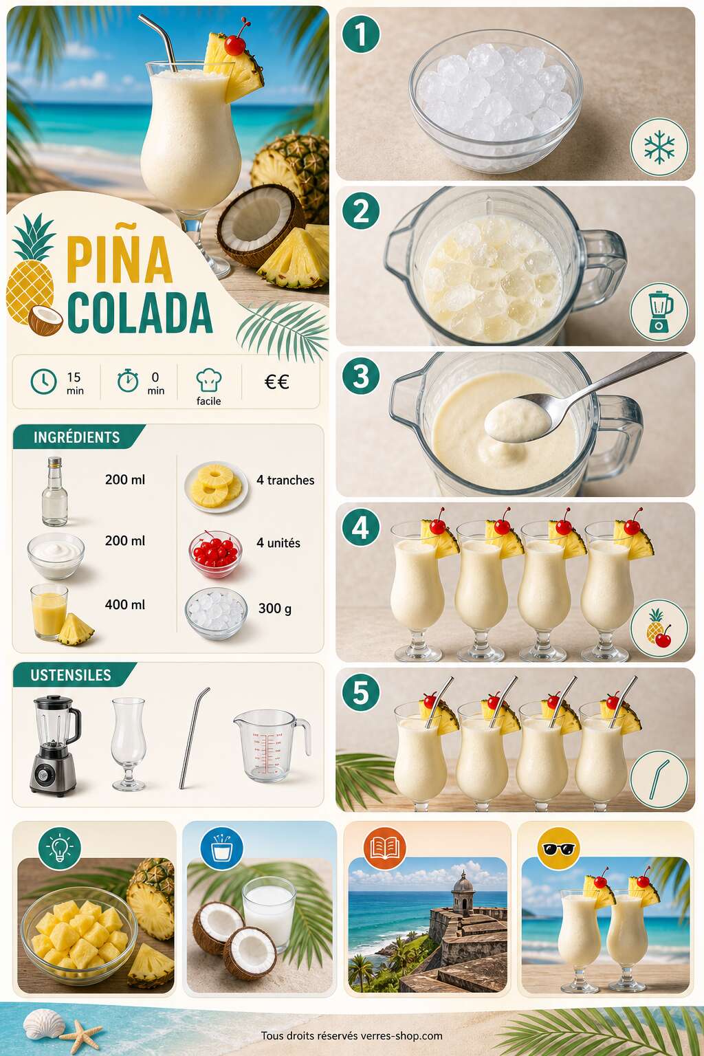 Fiche recette Piña colada : la recette originale et authentique de 2026 Fiche recette Piña colada : la recette originale et authentique de 2026