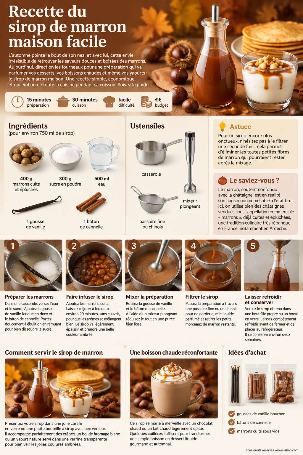 Fiche recette Recette du sirop de marron maison facile Fiche recette Recette du sirop de marron maison facile