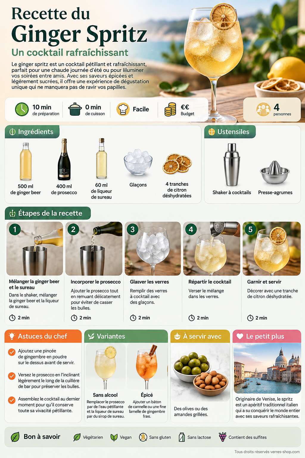 Fiche recette Recette du Ginger Spritz : un cocktail rafraîchissant Fiche recette Recette du Ginger Spritz : un cocktail rafraîchissant