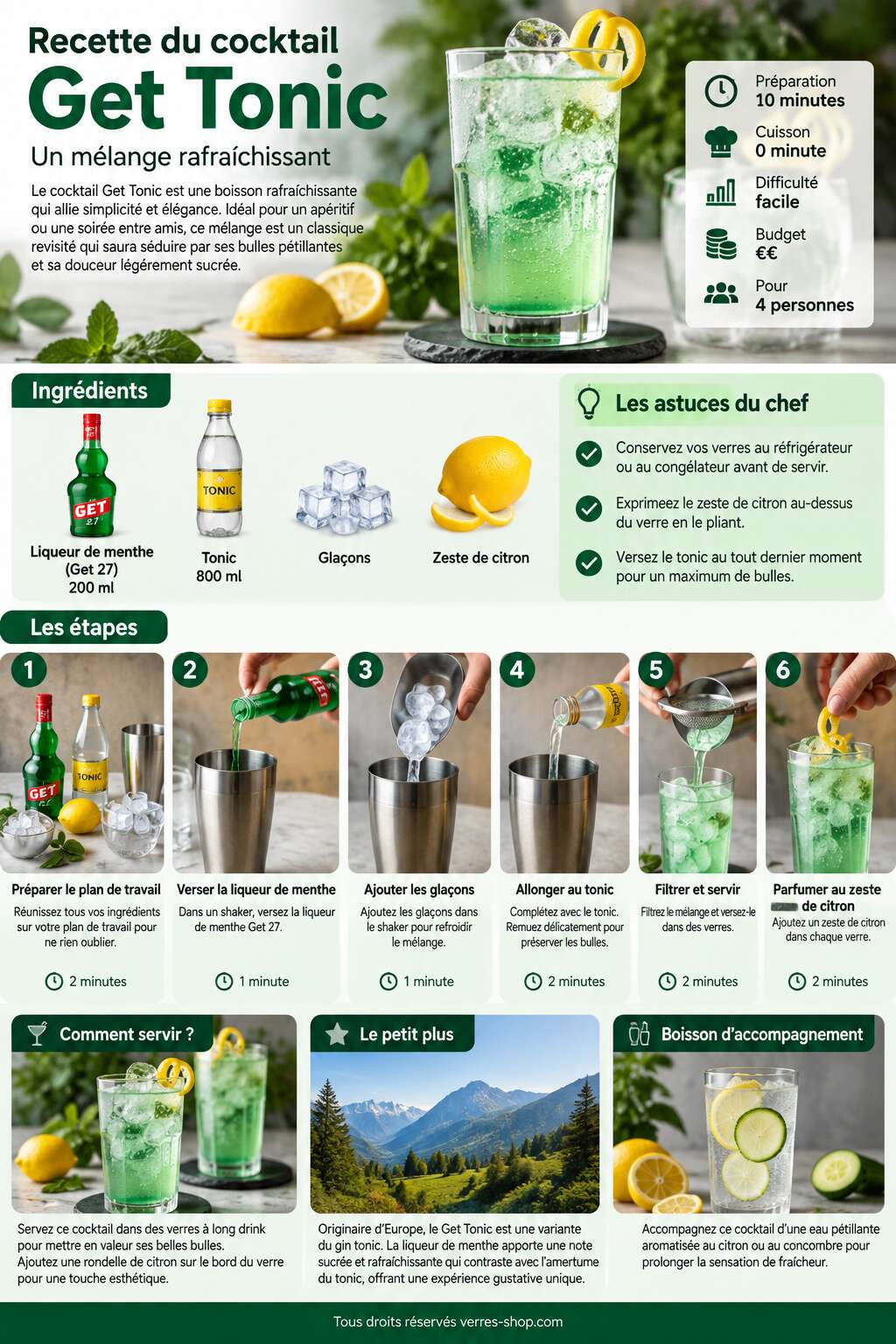 Fiche recette Recette du cocktail Get Tonic : un mélange rafraîchissant Fiche recette Recette du cocktail Get Tonic : un mélange rafraîchissant
