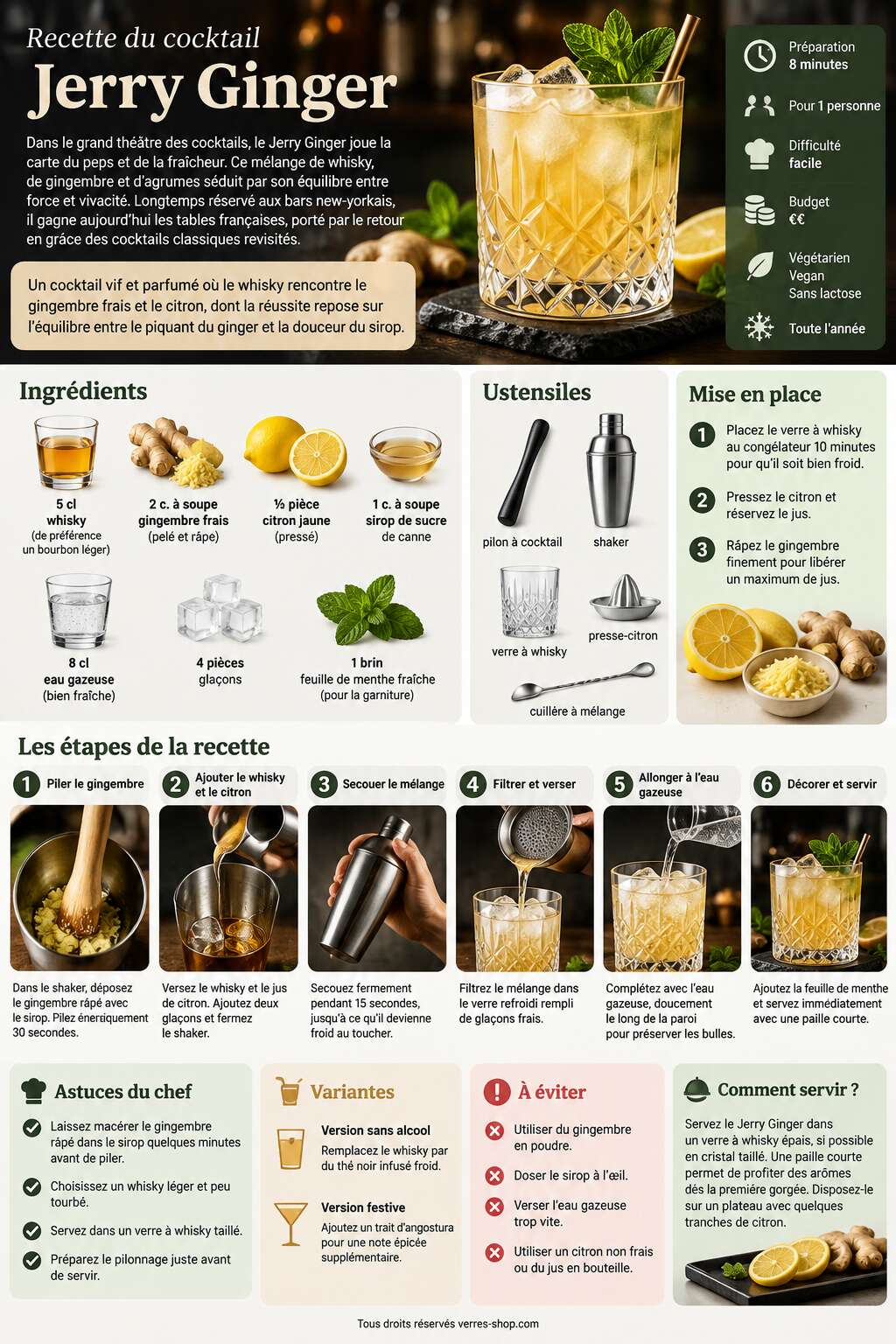 Fiche recette Recette du cocktail Jerry Ginger