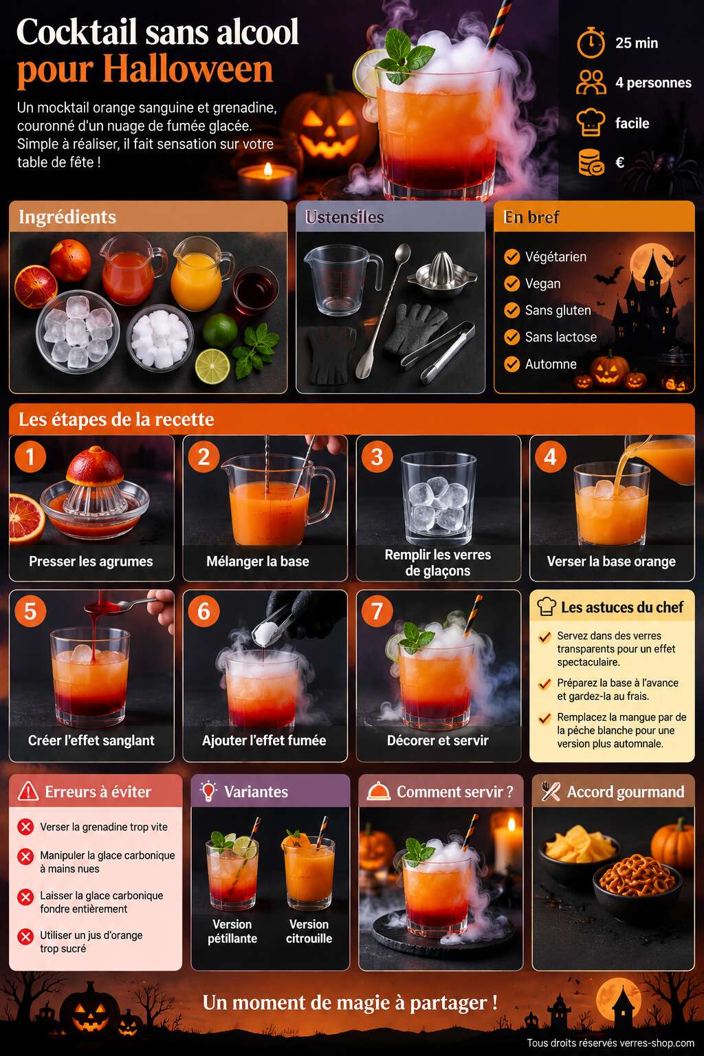 Fiche recette Recette de cocktail sans alcool pour Halloween Fiche recette Recette de cocktail sans alcool pour Halloween