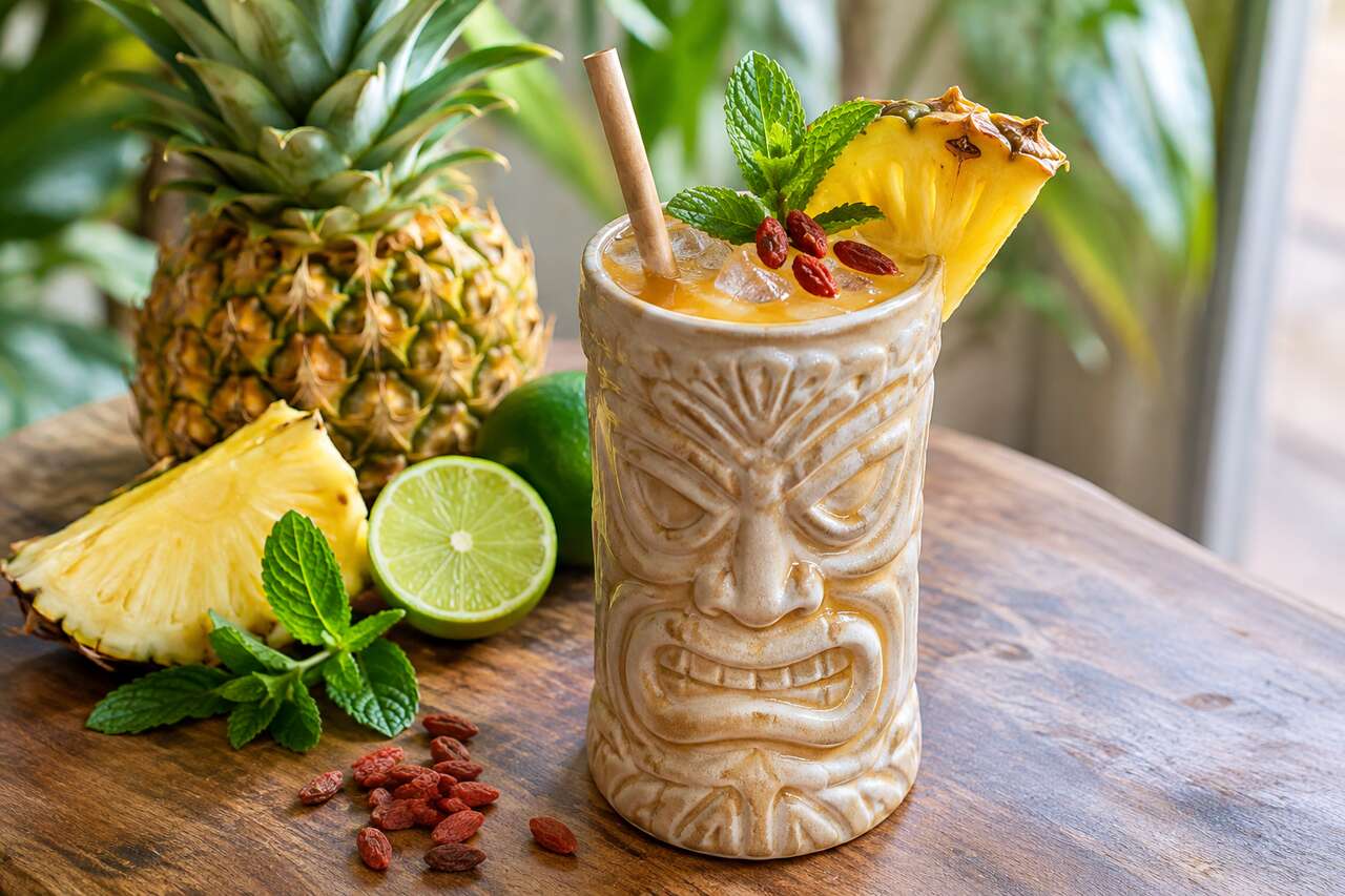 Recette du cocktail tropical aux baies de goji et rhum épicé