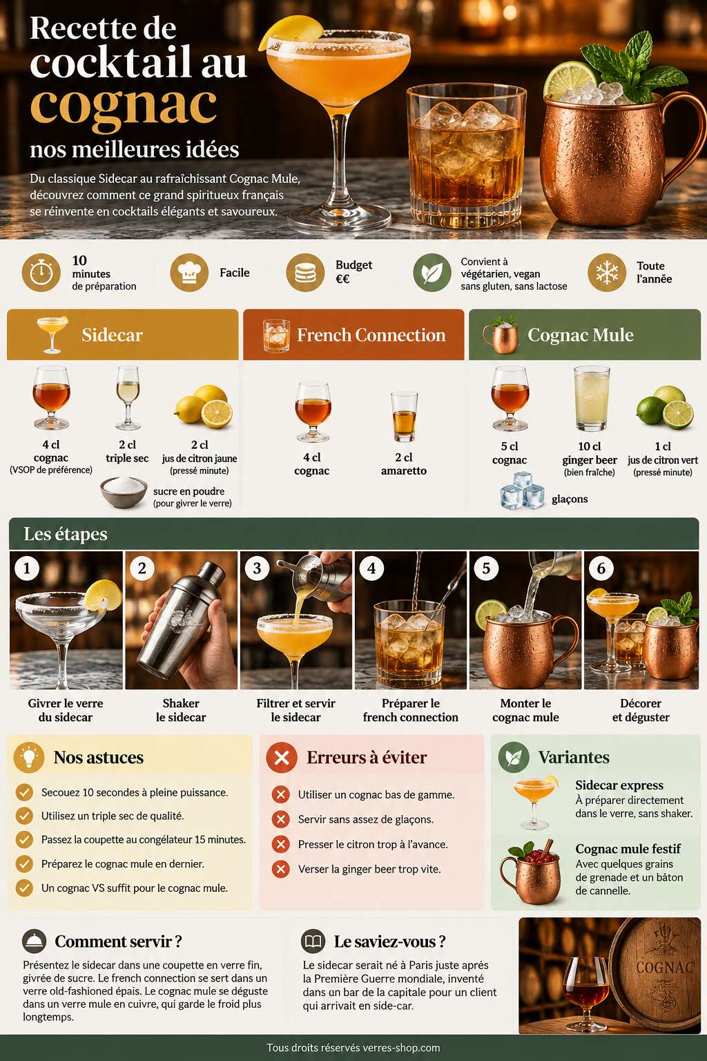 Fiche recette Recette de cocktail au cognac : nos meilleures idées Fiche recette Recette de cocktail au cognac : nos meilleures idées