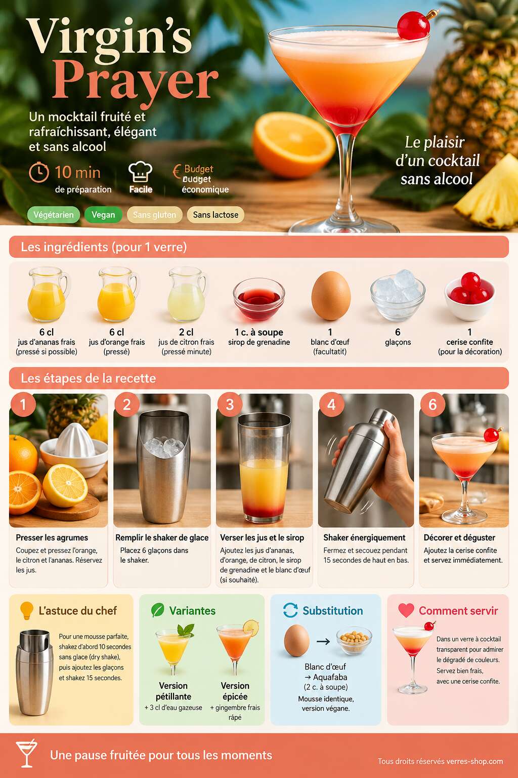 Fiche recette Recette du cocktail Virgin's Prayer Fiche recette Recette du cocktail Virgin's Prayer