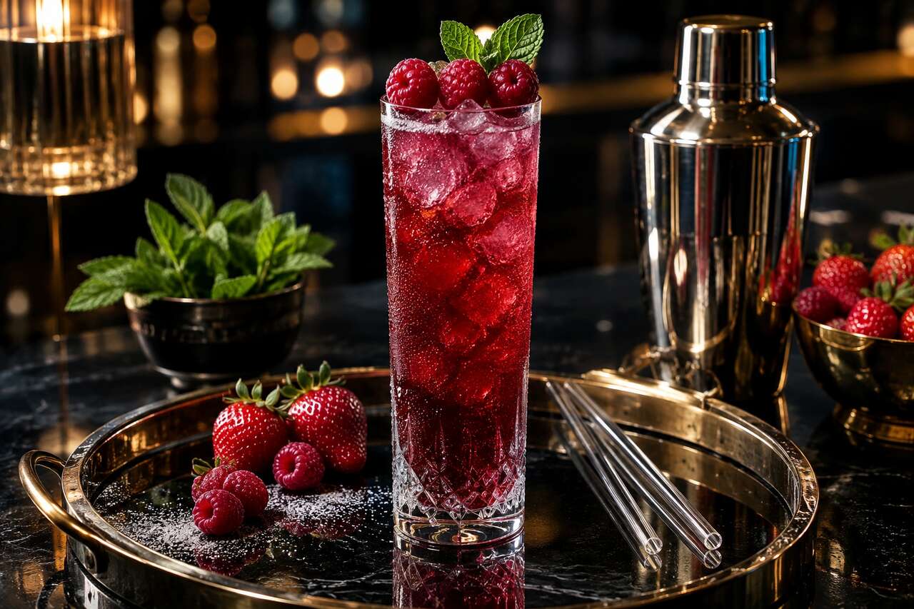 Recette du cocktail mystère de minuit à la vodka et aux fruits rouges