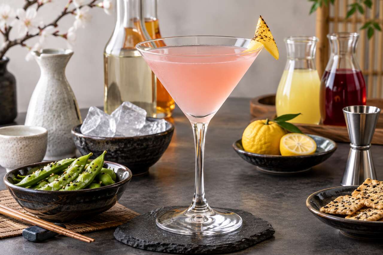 Recette du Cosmopolitan revisité au saké et yuzu